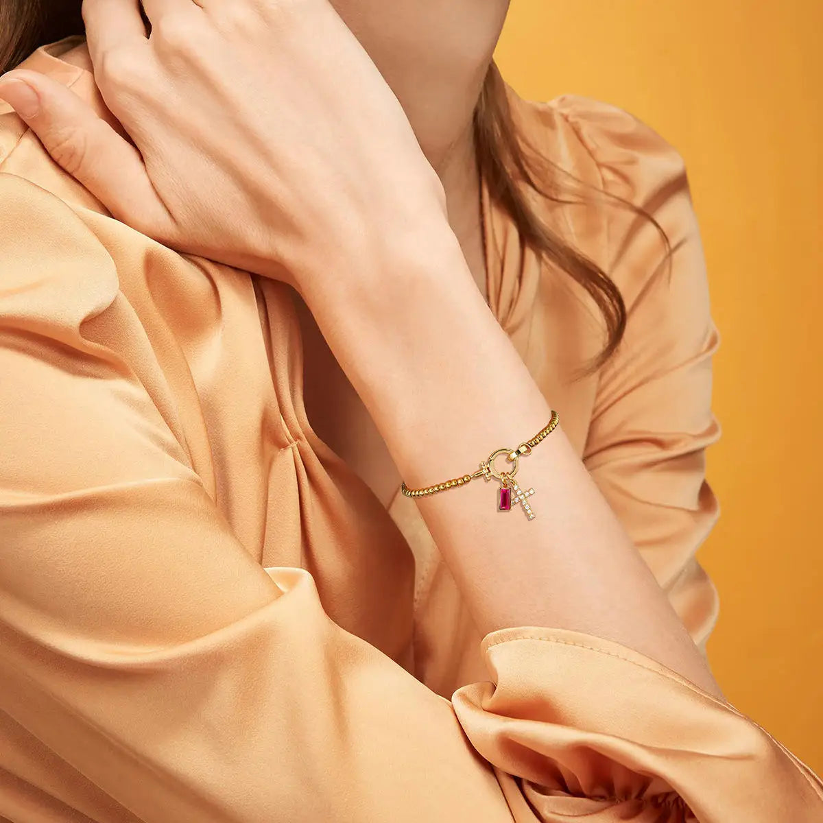 Bransoletka z Krzyżykiem i Koralikami z Kamieniami Narodzin